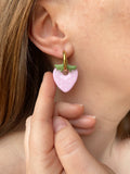 Pampilles fraise rose doux SERENA - boucles d’oreilles interchangeable