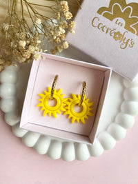 Pampilles GABRIEL petit soleil jaune- boucles d’oreilles interchangeables