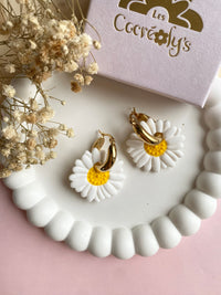 Pampilles LÉONIE blanche marguerite - boucles d’oreilles interchangeables