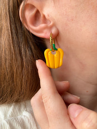 Pampilles SERENA poivron couleur corail, jaune ou rouge - boucles d’oreilles interchangeables