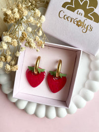 Pampilles fraise rouge SERENA - boucles d’oreilles interchangeable