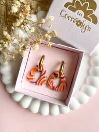 Pampilles AMBRE réversibles fruits rouges motifs spirales - boucles d’oreilles interchangeables
