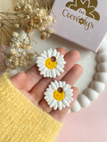 Pampilles LÉONIE blanche marguerite - boucles d’oreilles interchangeables