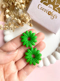 Pampilles BAHLIA jaune mangue ou vert tropical - boucles d’oreilles interchangeables