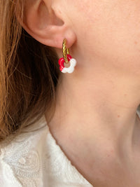 Pampilles FLORETTE bleu blanc et blanc rouge - boucles d’oreilles interchangeables