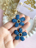 Pampilles NAÏA effet Denim bleu foncé, coeur pailleté - boucles d’oreilles interchangeables