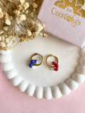 Pampilles FLORETTE bleu blanc et blanc rouge - boucles d’oreilles interchangeables