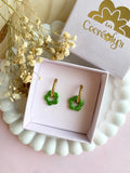 Pampilles FLORETTE métallisées, réversibles - boucles d’oreilles interchangeables