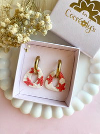 Pampilles AMBRE beige effet sable chaud motifs étoiles de mer corail - boucles d’oreilles interchangeables
