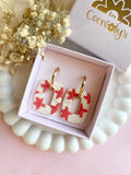 Pampilles ÉZIA beige effet sable chaud motifs étoiles de mer corail - boucles d’oreilles interchangeables