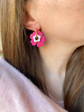 Pampilles FLORETTE blanche éclats argentés - boucles d’oreilles interchangeables