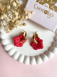 Pampilles PAULA hibiscus rouge ou jaune - boucles d’oreilles interchangeables