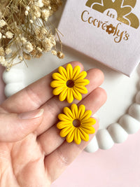 Pampilles BAHLIA jaune mangue ou vert tropical - boucles d’oreilles interchangeables