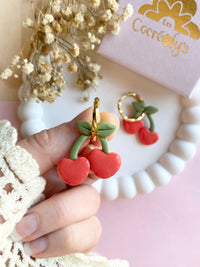 Pampilles cerise couleur corail SERENA - boucles d’oreilles interchangeables