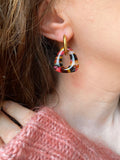 Pampilles AMBRE marbré marron, rosé et framboise - boucles d’oreilles interchangeables