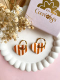 Pampilles INAYA à rayures terracotta nacré et beige - boucles d’oreilles interchangeables