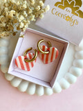 Pampilles INAYA à rayures corail et beige - boucles d’oreilles interchangeables