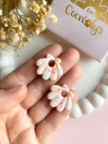 Pampilles JEANINE blanc éclats rose et orange fluo - boucles d’oreilles interchangeables