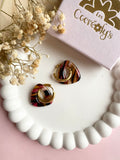 Pampilles AMBRE marbré marron, rosé et framboise - boucles d’oreilles interchangeables
