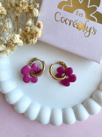 Pampilles LAURETTE framboise intense ou beige éclats framboise bleu lavande - boucles d’oreilles interchangeables