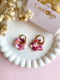 Pampilles PAULA hibiscus aux jolis tons roses mauves - boucles d’oreilles interchangeables