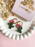 Pampilles ORIANA petit cactus simple ou avec fleur - boucles d’oreilles interchangeables