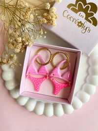 Pampilles BLOOM bikini rose pailletés et pois - boucles d’oreilles interchangeables