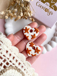 Pampilles INAYA beige effet sable chaud motifs étoiles de mer terracotta nacré - boucles d’oreilles interchangeables