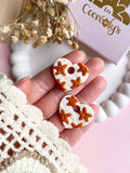 Pampilles INAYA beige effet sable chaud motifs étoiles de mer terracotta nacré - boucles d’oreilles interchangeables