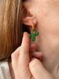 Pampilles ORIANA petit cactus simple ou avec fleur - boucles d’oreilles interchangeables