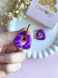 Pampilles AMBRE effet quartz rose ou quartz violet - boucles d’oreilles interchangeables