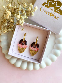 Pampilles SÉLIA petite glace pêche chocolat - boucles d’oreilles interchangeables