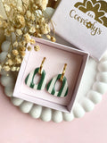 Pampilles AMBRE à rayures rouge cerise beige ou vert feuille beige - boucles d’oreilles interchangeables