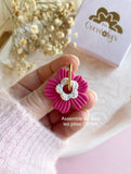Pampilles FLORETTE blanche éclats argentés - boucles d’oreilles interchangeables