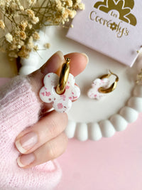 Pampilles FLORALIE réversibles fleuris rose - boucles d’oreilles interchangeables