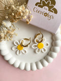 Pampilles SUZANNE blanche marguerite - boucles d’oreilles interchangeables