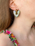 Pampilles ASTRID strié rose, bleu, vert - boucles d’oreilles interchangeables