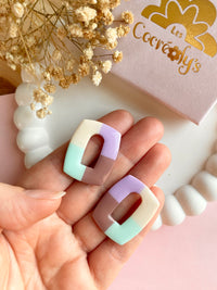 Pampilles ÉZIA couleurs nude, beige, lilas et menthe - boucles d’oreilles interchangeables