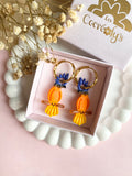 Pampilles LÉON perroquets blanc jaune ou perroquets bleu orange jaune - boucles d’oreilles interchangeables