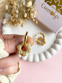Pampilles MARIETTE rouge cerise ou terracotta nacré ou doré réversibles - boucles d’oreilles interchangeables
