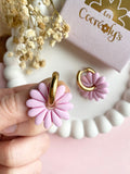 Pampilles APPOLINE rose doux ou jaune soleil - boucles d’oreilles interchangeables