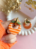 Pampilles SOËLLE orange à rayures orange et pêche - boucles d’oreilles interchangeables
