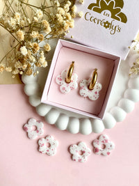 Pampilles FLORALIE réversibles fleuris rose - boucles d’oreilles interchangeables
