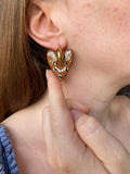 Pampilles ASTRID coeur marron léopard pailleté - boucles d’oreilles interchangeables