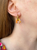Pampilles FLORETTE marbré aux jolis tons chauds - boucles d’oreilles interchangeables