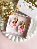 Pampilles PAULA hibiscus rose tropical ou blanc - boucles d’oreilles interchangeables