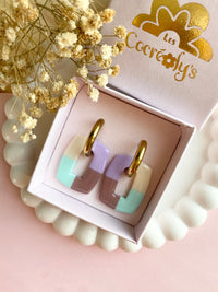 Pampilles ÉZIA couleurs nude, beige, lilas et menthe - boucles d’oreilles interchangeables