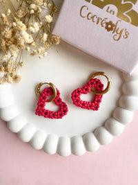 Pampilles ROSALIE COEUR blanc et jaune ou rouge et noir - boucles d’oreilles interchangeables