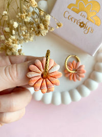 Pampilles APPOLINE pêche corail et pointe d'orange - boucles d’oreilles interchangeables