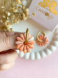 Pampilles APPOLINE pêche corail et pointe d'orange - boucles d’oreilles interchangeables